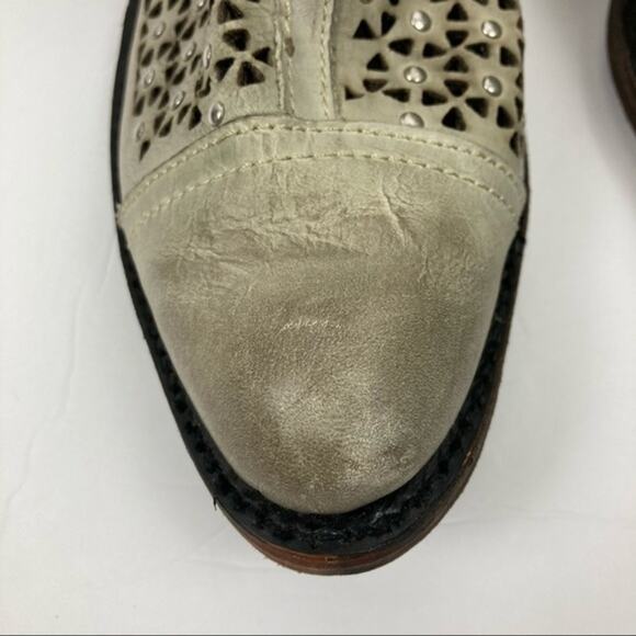 Independent Boot Co Laser-cut Gray Leather Boots Size 9 - Picture 2 of 12